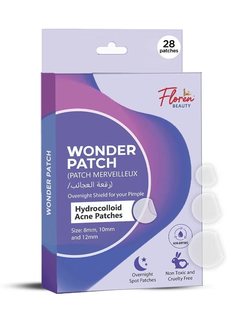 Floren Amazing Overnight Acne Patch | 28 Patches, 3 Sizes (8mm, 10mm, and 12mm) | Thick Hydrocolloid Acne Patch | More Effective with Extra Adhesion for Wound/Acne Healing | Acne Patch Stickers | South Korean Skincare | Drug-Free - Image 1